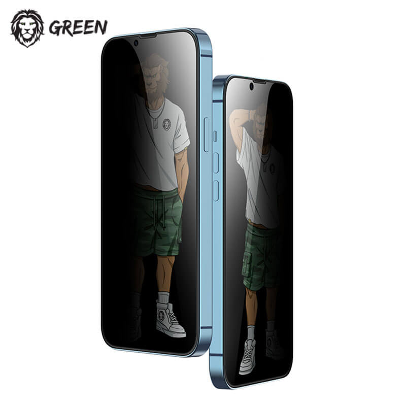گلس پرایوسی لبه سیلیکونی گرین مدل green lion privacy silicone edge glass 6.7 inch